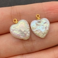 Ciondolo a cuore in perla barocca naturale d'acqua dolce con gancio dorato per gioielli - Forma di Cuore 13x16mm