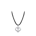 Minimalistischer s925 Sterling Silber Herzanhänger mit glattem Spiegelglanz am schwarzen Band - 925er Silber / Silber