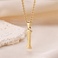 Golden letter I pendant necklace with bark texture and delicate rope chain - Gold Letter I (Pendant Only)