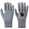 Gray knitted safety work gloves with black latex coating and non-slip palm grip - Grey Black (Wrinkle Foam)