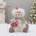 28cm Christmas snowman plush doll wearing a red knit hat and scarf with a gift box - Large Snowman (HM24-9802B)