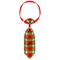 Classic red and green plaid Christmas pet necktie with adjustable red drawstring - Dark Red Dark Green Large Plaid (NT269-6)