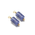 Coppia di pendenti cilindrici in pietra naturale blu con filo dorato per gioielli DIY - Blu Reale