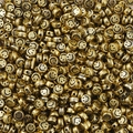 Flache runde 7mm goldene Acryl-Smiley-Perlen für DIY-Schmuckherstellung und Armbänder - Ca. 100 Stk/Packung / Antikgold