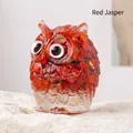 Red Jasper crystal owl figurine with resin and gold foil for home table decoration - Red Jasper Style 2