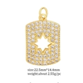 Detail of gold rectangular pendant with zircon star cutout, size 22.5mm by 14.4mm - Copper Pendant 20 (Rectangle Starburst)