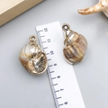 Gold plated natural shell pendant with brown radial texture for DIY jewelry making - Electroplated Gold Cream Acrylic Conch 31x20x17mm (23623)