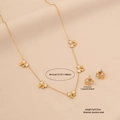 Détails des dimensions de la parure nœud doré avec incrustation cœur et taille collier - 5# Ensemble Collier Boucles d'Oreilles Nœud