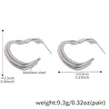 Three-layer heart-shaped stainless steel stud earrings in silver finish, size 2.5cm - Three-Layer Heart Geometric Earrings / Steel