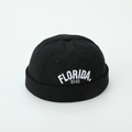 Close-up of black cotton docker hat with white Florida 1845 embroidery detail - 52cm 2-5 Years Old / Black