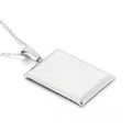 Sleek silver rectangle pendant necklace with a matte frosted texture on a simple link chain - Silver Tone Matte Texture Rectangle Style [No Chain] (KP29727-K)