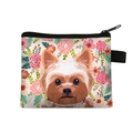 Cartoon Yorkshire Terrier dachshund coin purse with colorful floral print and black zipper - Yorkie