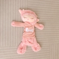 Pink plush sheep doll wearing a knit sweater with LOVE embroidery in a lying position - 80cm Shell (No Filling/With Zipper) / Pink Sleeping Sheep Doll Shell