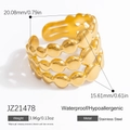 Stacked three-layer gold stainless steel ring with adjustable open band for women - Beaded Multi-layer Ring (JZ21478)