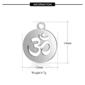 Polished stainless steel Om symbol pendant, 12mm circular cutout design in silver finish - Om Symbol Round