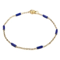 Bracelet chic en acier inoxydable orné de perles cylindriques émaillées bleu foncé - Style Or + Bleu Foncé (KB165161-Z)
