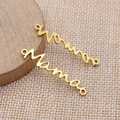 Colgante conector Mama dorado en cursiva para creación de joyas DIY y manualidades - Oro Antiguo