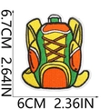Close-up of camping van embroidery patch showing 6.7cm x 6cm dimensions and thread texture - Explorer Badge Style