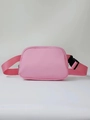 Detail view of pink waterproof sports waist bag with adjustable strap and buckle closure - Pink