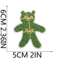 Detailed size view of green bear embroidery patch measuring 6x5cm with gold accents - Polka Dot Bear