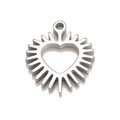 Polierter silberner Herzanhänger aus Edelstahl mit strahlendem Design für DIY-Schmuck - Silber
