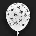 White latex balloon with black bowknot and star prints for birthday party decor - 12 Inch White With Black Bowknot Print