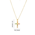 Gold cross pendant necklace with colorful gemstones, dimensions 31.4mm by 18.5mm - Gold Colorful Cross (A234)