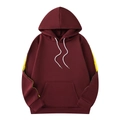 Klassischer burgunderroter Hoodie mit gelben Seitenstreifen und weißem Kordelzug - S / Burgunderrot