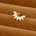 Gold stainless steel fan-shaped helix piercing with seven marquise-cut zircon stones - Fan Shape / Gold