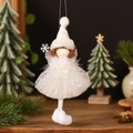 Witte kerstengel pop met zilveren vleugels en glitterrok voor kerstboom decoratie item - Witte Engel