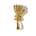 Close-up of a gold stainless steel skeleton hand pendant with detailed bone carving - GW04-Skull Hand-Gold