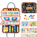 Felt dinosaur busy board for toddlers featuring alphabet and number learning modules - Double Hand Arrow Learning Board / 24*28
