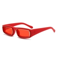 Retro narrow rectangular sunglasses in bright red with silver metal trim details - Red Frame Red Lens