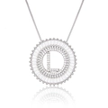Silver round necklace with letter L pendant featuring pavé zircons in white gold finish - Silver/Letter L