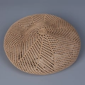 Top-down view of the breathable hollow knit pattern on this khaki summer beret hat - M / Khaki