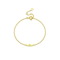 Elegant 925 sterling silver gold bracelet with oval charm and sparkling diamond accent - 18K Gold