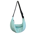 Bolso bandolera de nailon azul claro con correa negra ajustable y hebilla - Verde