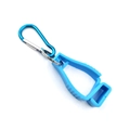 Blue utility glove clip with anti-slip plastic teeth and durable aluminum carabiner - Sky Blue