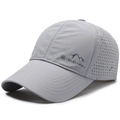 Light gray quick-dry baseball cap with laser-cut breathability and mountain logo print - Light Gray