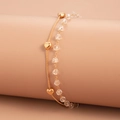 Detail of double-layer gold chain with heart pendants and multifaceted clear crystal beads - KC Gold Heart Double Layer Style (2798)