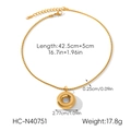Detailed view of golden round pendant necklace with size specs and polished finish - Golden Circle Style (HC-N40751)