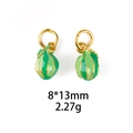 Detail of 3D enamel watermelon charms with green stripes and gold loops for jewelry - Green Melon (8*13mm)