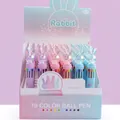 Cute 10-color long-eared rabbit ballpoint pen with 0.7mm tip in vibrant purple design - 7790 Long-Eared Rabbit Crystal 10-Color Pen