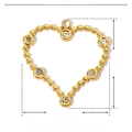 Golden stainless steel heart pendant with rhinestones and 22mm size parameters - Rhinestone Heart / Gold (White Zirconia)