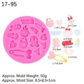 Roze baby siliconen mal voor fondant met kinderwagen, babyfles en voetafdrukjes - 1#--Combinatie van meerdere patronen / Roze
