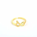 Verstellbarer goldener Edelstahlring mit einzigartigem Brillen und Blitz Design - Brille Blitz Muster / Gold