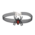 Detail of black spider lace choker with a central red gemstone and metal clasp - 10# Glitter Red Gem Spider