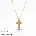 Collana a croce punk in acciaio inossidabile dorato con zirconi e misure dettagliate - Oro