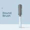 Professional round hair brush for curling in lavender blue finish with ergonomic handle - Glossy Round Barrel Brush Blue