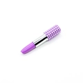 Lipstick shaped ballpoint pen with purple rhinestones and silver accents in violet color - Purple